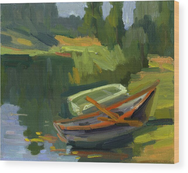 Boat Wood Print featuring the painting Gone Fishing by Diane McClary