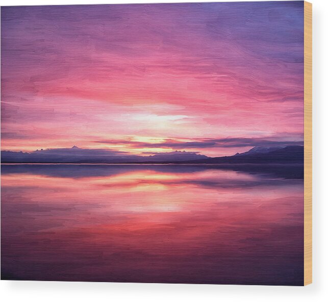 Izembek National Wildlife Refuge And Alaska State Park Wood Print featuring the painting Morning Dawn by Michael Pickett