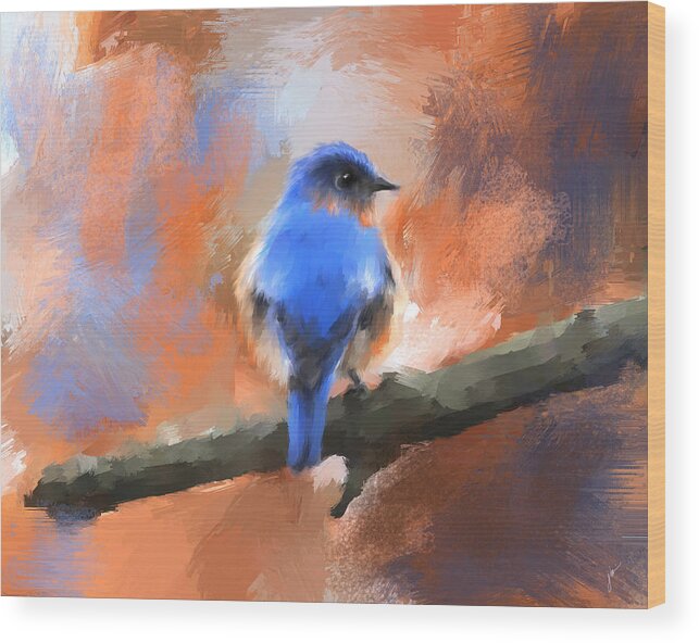 Bird Wood Print featuring the painting My Little Bluebird by Jai Johnson
