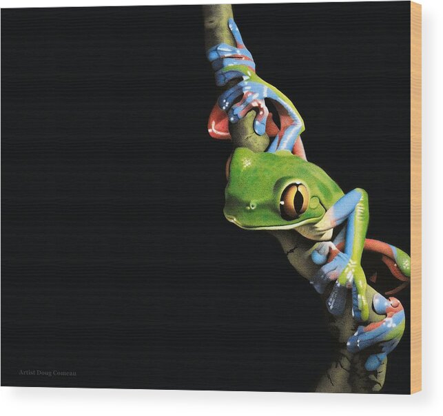 Frog Wood Print featuring the drawing Night Stalker by Stirring Images