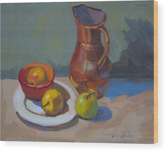 Copper Pitcher Wood Print featuring the painting Nila's Copper Pitcher by Diane McClary