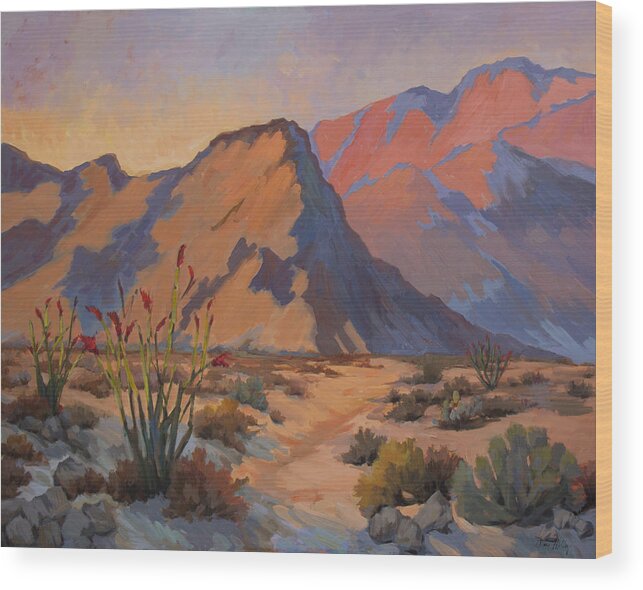 Ocotillo Wood Print featuring the painting Ocotillo at La Quinta Cove by Diane McClary