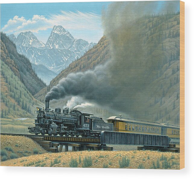 Landscape Wood Print featuring the painting Pulling for Silverton by Paul Krapf