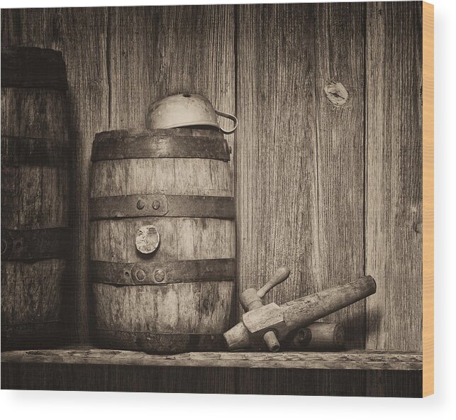 Alcohol Wood Print featuring the photograph Whiskey Barrel Still Life by Tom Mc Nemar