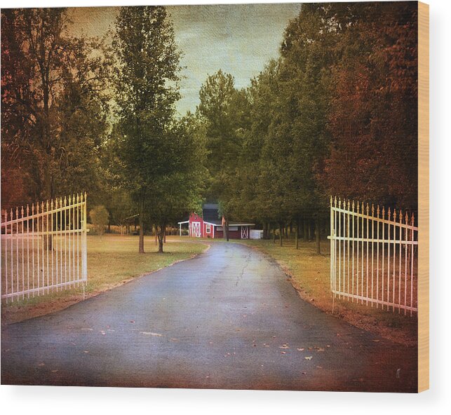 Autumn Wood Print featuring the photograph Barn Behind the Gate by Jai Johnson