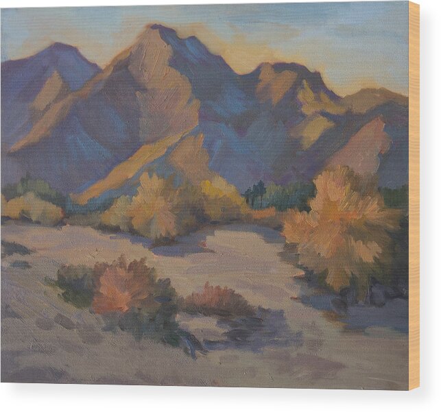 Late Afternoon Light Wood Print featuring the painting Late Afternoon Light in La Quinta Cove by Diane McClary