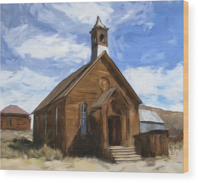 Church Wood Print featuring the painting Old Church at Bodie by Dominic Piperata