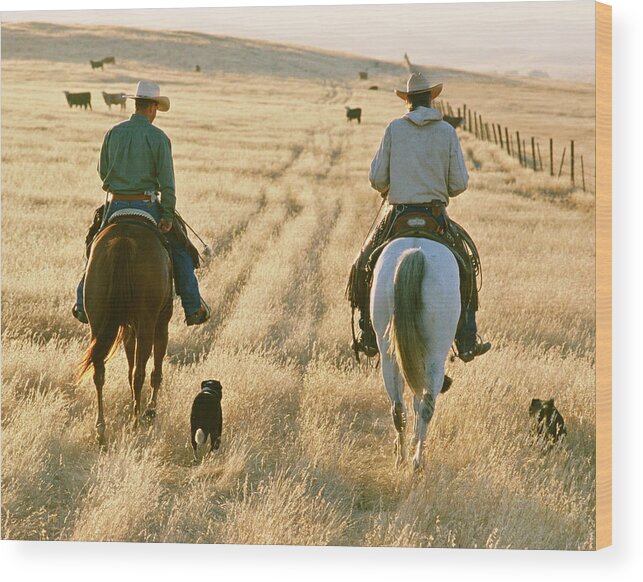 Cowboys Working Wood Print featuring the photograph The Cunningham by Diane Bohna