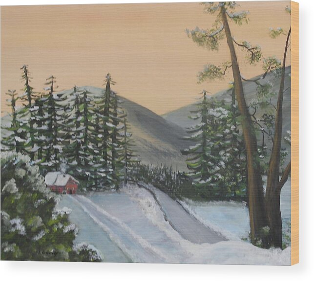 Winter Wood Print featuring the painting Winter #1 by Lessandra Grimley