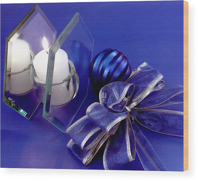 Candle Wood Print featuring the photograph Another Blue Christmas by Barbara White
