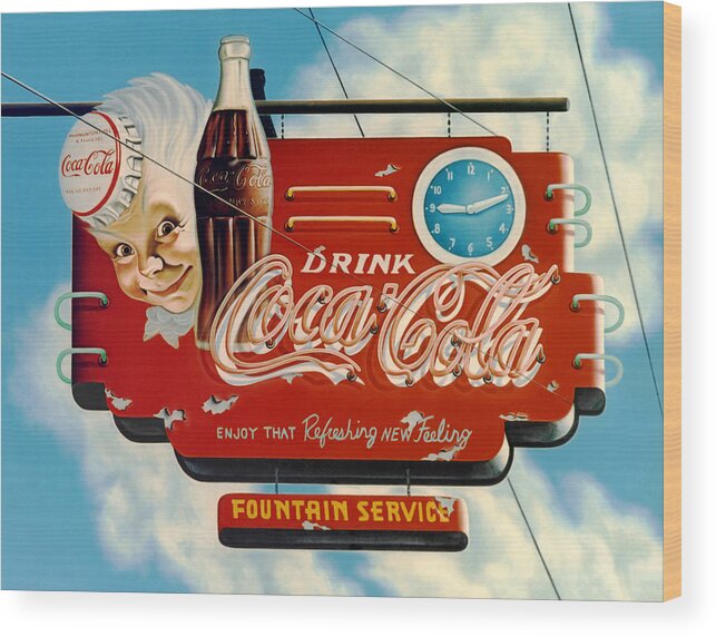 Coca Cola Wood Print featuring the painting Coca Cola by Van Cordle