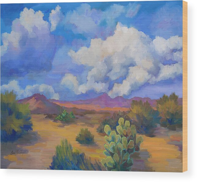 Desert Wood Print featuring the painting Desert Clouds Passing by Diane McClary