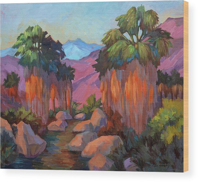 Early Morning Wood Print featuring the painting Early Morning at Indian Canyon by Diane McClary