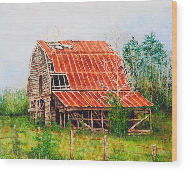 Barn Wood Print featuring the painting Fading Memories by Karl Wagner