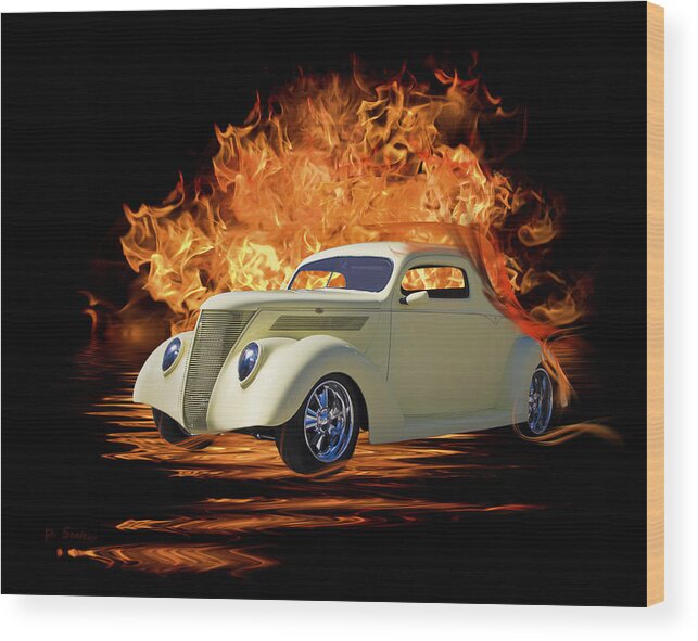 Hotrod Wood Print featuring the digital art Fire And Rain by Patricia Stalter
