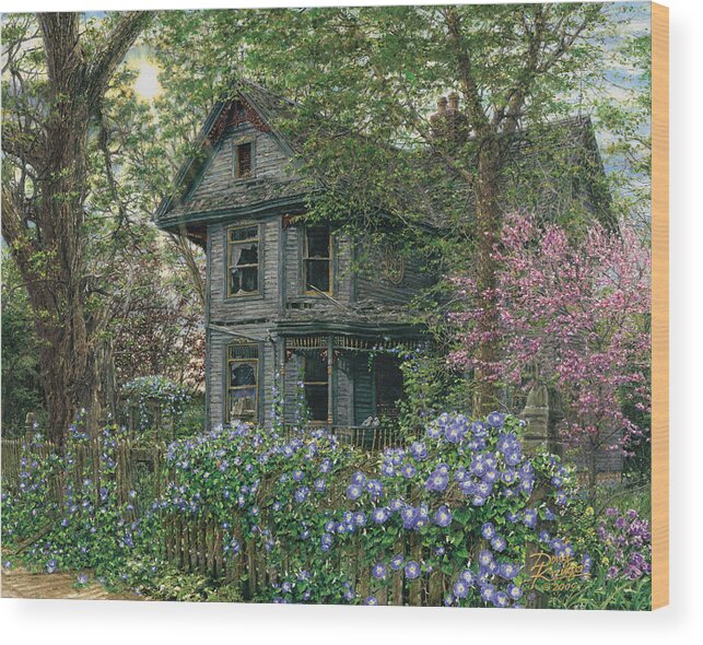 Old House Wood Print featuring the painting Morning Glory by Doug Kreuger
