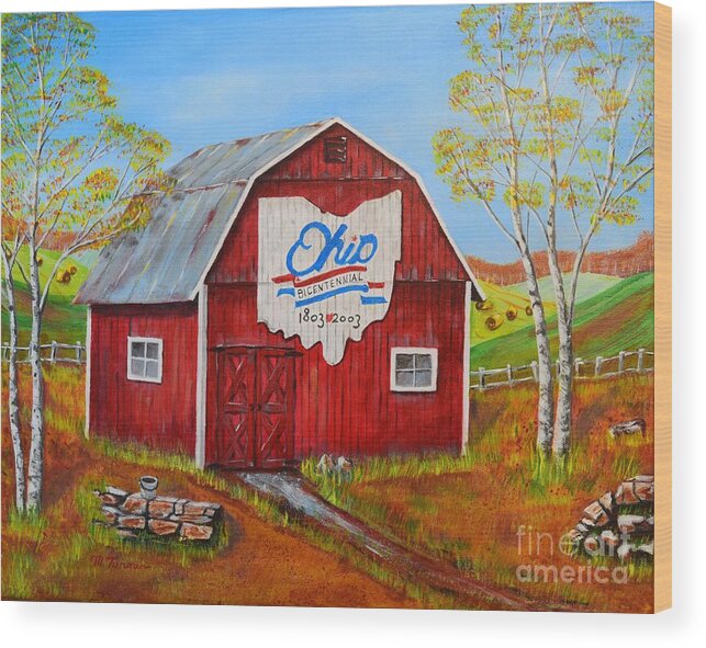 Ohio Barns Wood Print featuring the painting Ohio Bicentennial Barns 2 by Melvin Turner