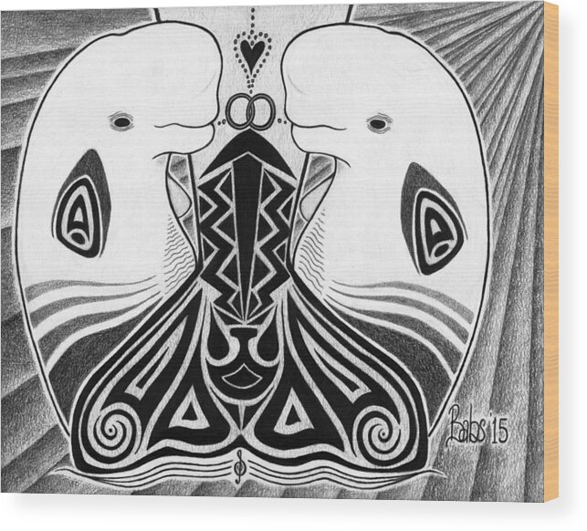 Drawing Wood Print featuring the drawing Spirit Of The Arctic by Barb Cote
