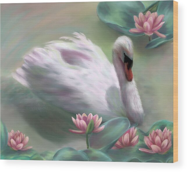 Animal Wood Print featuring the digital art Swan Song by Crystal Garner