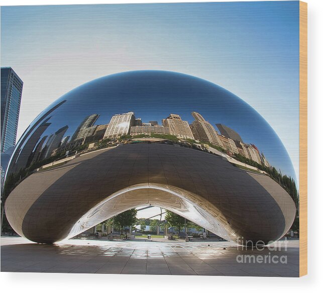 Art Wood Print featuring the photograph The Bean's Early Morning Reflections by David Levin