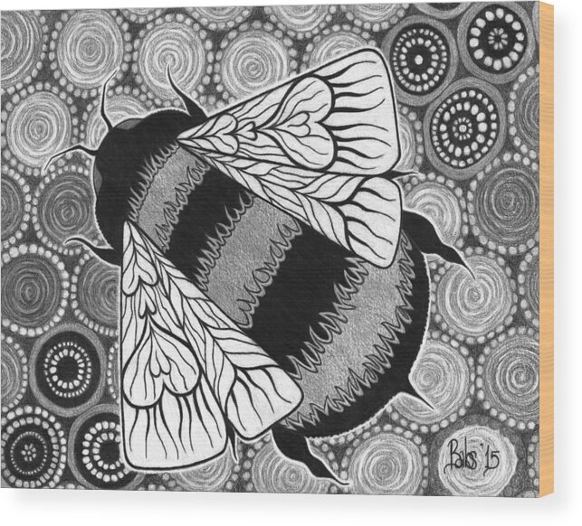 Drawing Wood Print featuring the drawing The Pollinator by Barb Cote