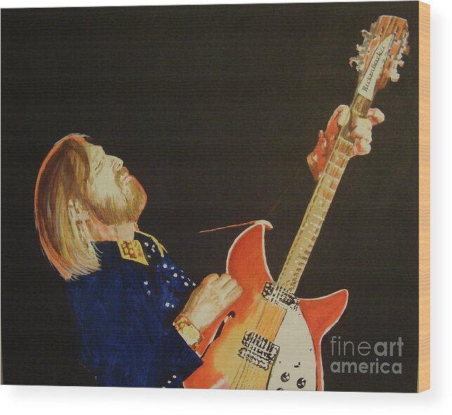Tom Petty Wood Print featuring the painting This Ones For Me by Stuart Engel