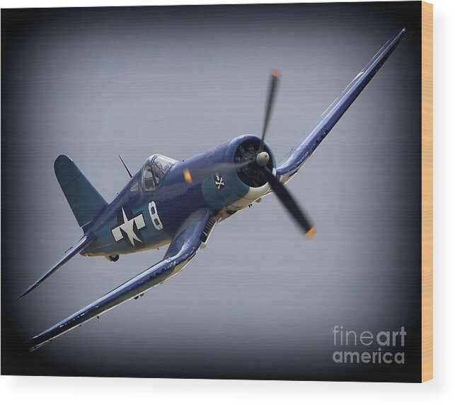 Transportation Wood Print featuring the photograph VF-84 Jolly Rogers' Corsair No.8 by Gus McCrea