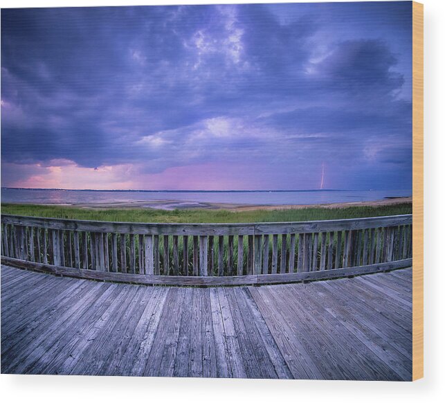 Beach Wood Print featuring the photograph Stormy Beach Sunset by Steve Stanger