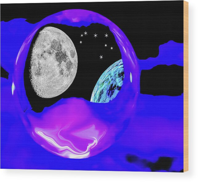 Creative Abstract Wood Print featuring the photograph Fly Me to the Moon by Terry Walsh