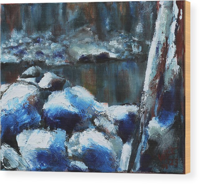 Landscape Painting Wood Print featuring the painting Icing On The Rocks by Walter Fahmy