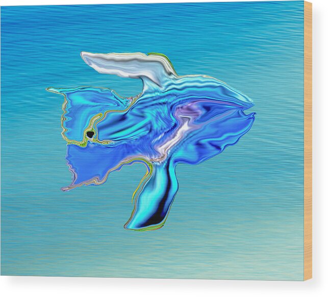 Blue Angelfish Wood Print featuring the photograph Liquid Blue Angelfish by Terry Walsh