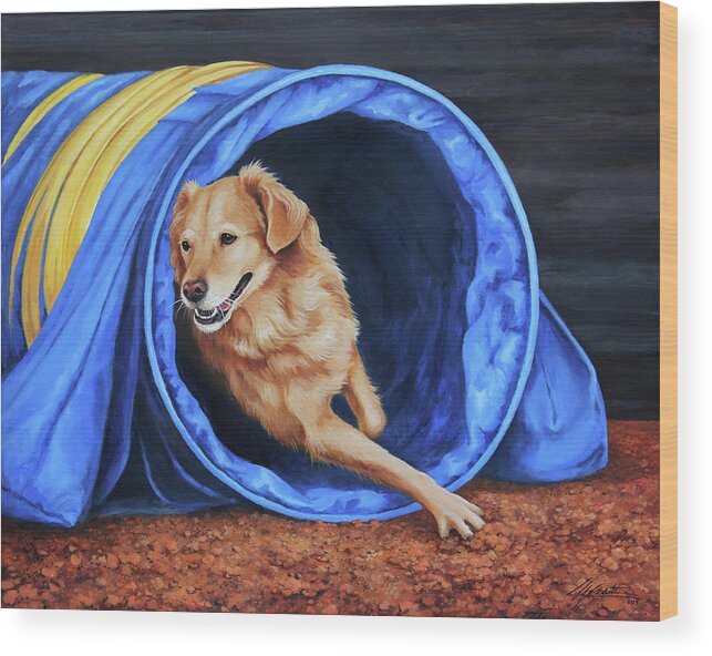 Dog Wood Print featuring the painting The Champion by Lucy West
