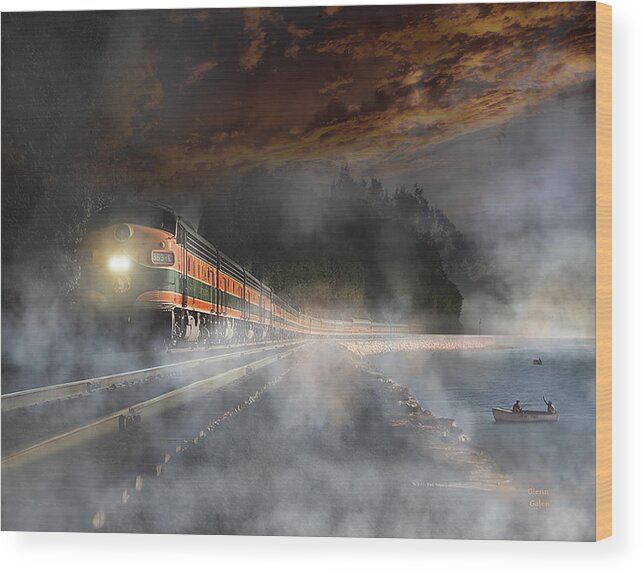 Great Northern Wood Print featuring the digital art The Great Northern Empire Builder at Sunset by Glenn Galen