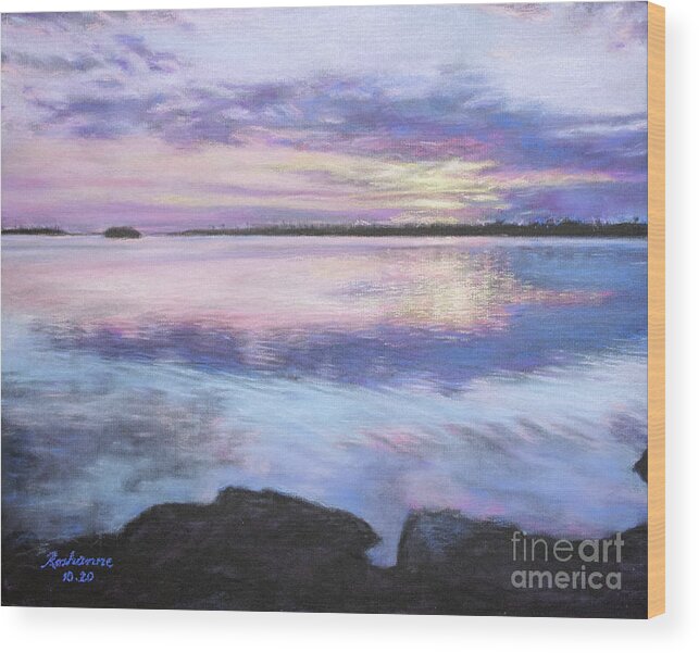 Roshanne Wood Print featuring the pastel Tranquility by Roshanne Minnis-Eyma