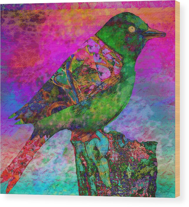 Colorful Wood Print featuring the painting Paradise 1 by Robin Mead