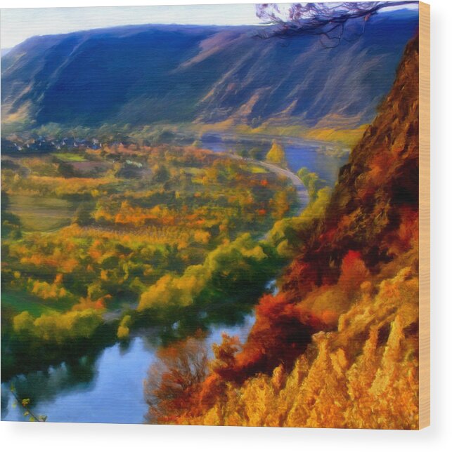 Mosel Valley Wood Print featuring the painting Mosel in the Fall by Michael Pickett