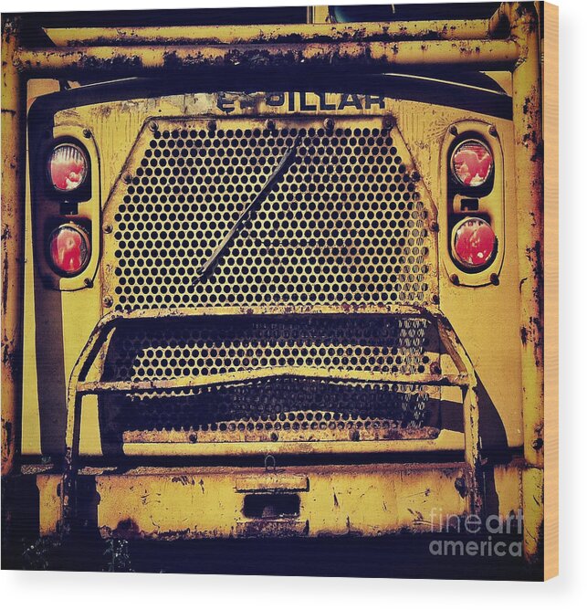 Caterpillar Wood Print featuring the photograph Dump Truck Grille by Amy Cicconi