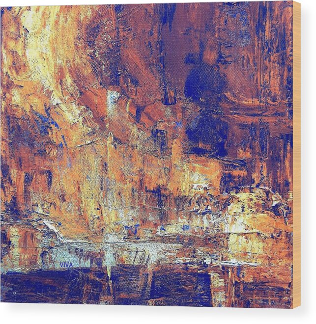 Viva Wood Print featuring the painting Flinders Ancient Cave by VIVA Anderson