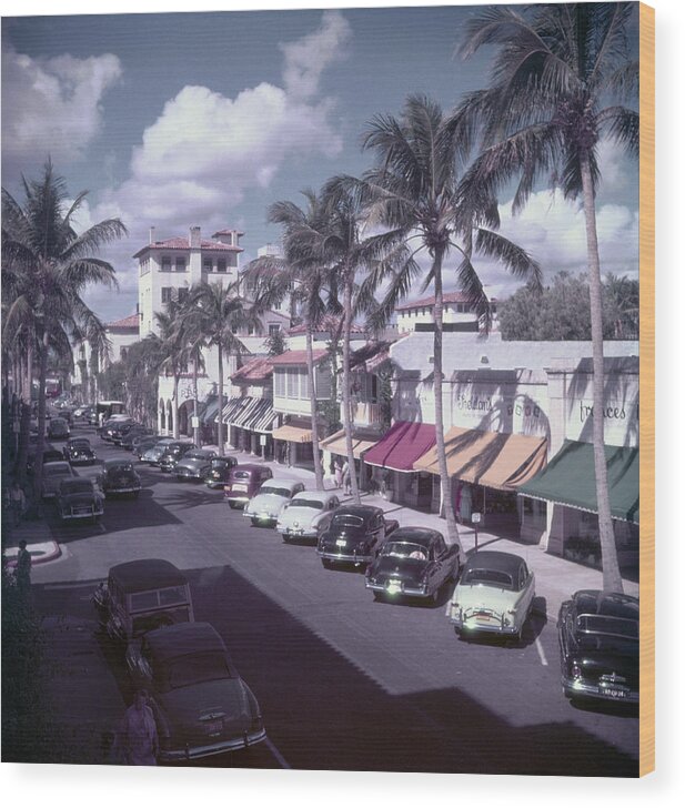 1950-1959 Wood Print featuring the photograph Palm Beach Street by Slim Aarons