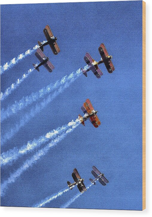 Fly Wood Print featuring the photograph 8 Planes 12932 by Jerry Sodorff