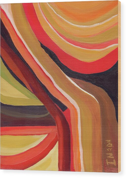 Abstract Wood Print featuring the painting Untitled 13 by Ida Mitchell