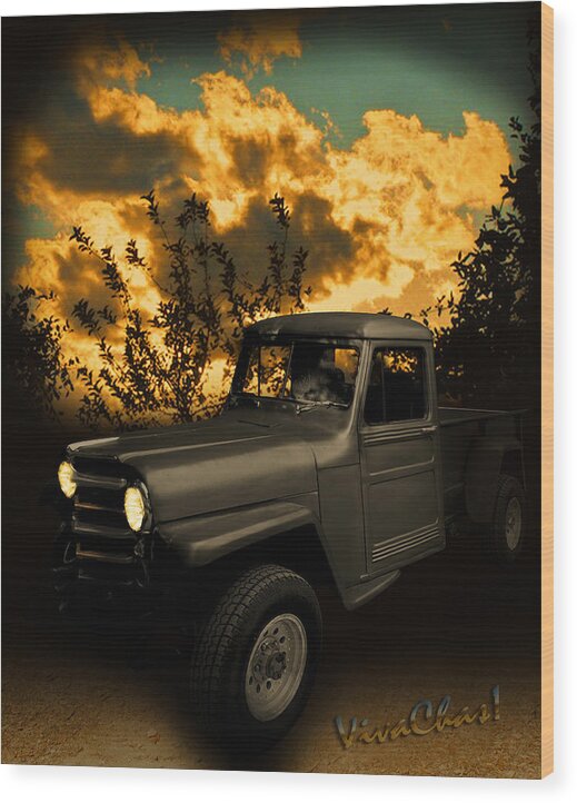 50 Wood Print featuring the photograph 51 Willys Jeep Pickup Truck at Sunset by Chas Sinklier