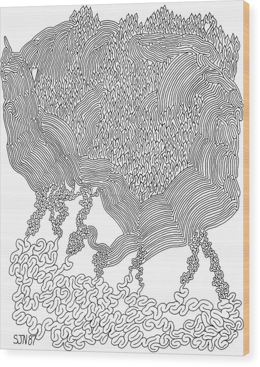 Mazes Wood Print featuring the drawing Nightmare by Steven Natanson