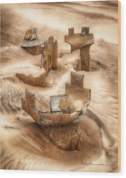 Abstract Wood Print featuring the photograph Sand Castle 4065 by Dan Beauvais