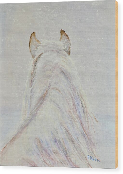 White Horse Wood Print featuring the painting Snow Pony by Patricia Piffath