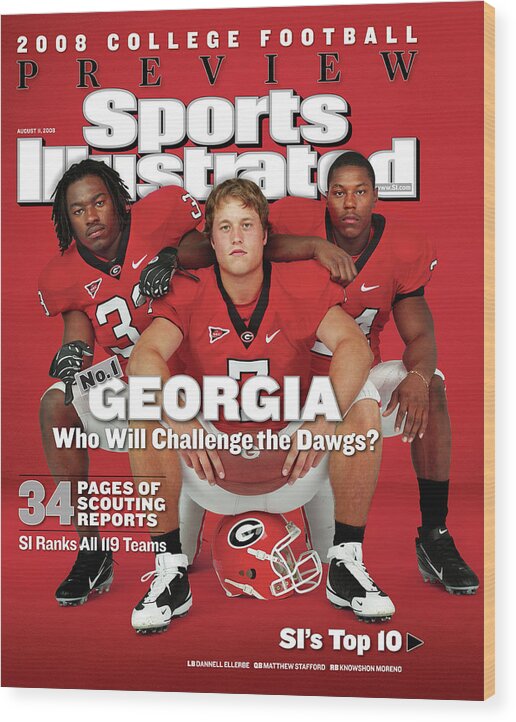 Portrait Wood Print featuring the photograph University of Georgia, 2008 College Football Preview Issue Cover by Sports Illustrated