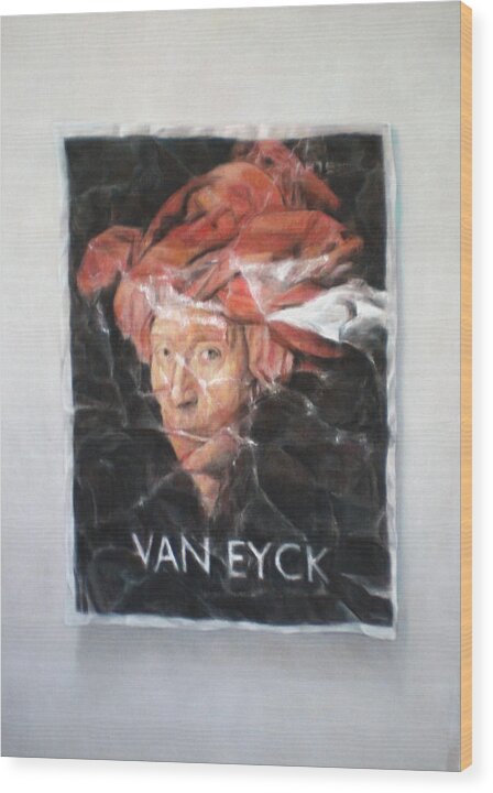 Trompe Loeil Painting. Pastel . Van Eyck - Pastel Drawing .flemish Masters . Wood Print featuring the drawing Hommage To Van Eyck by Paez ANTONIO