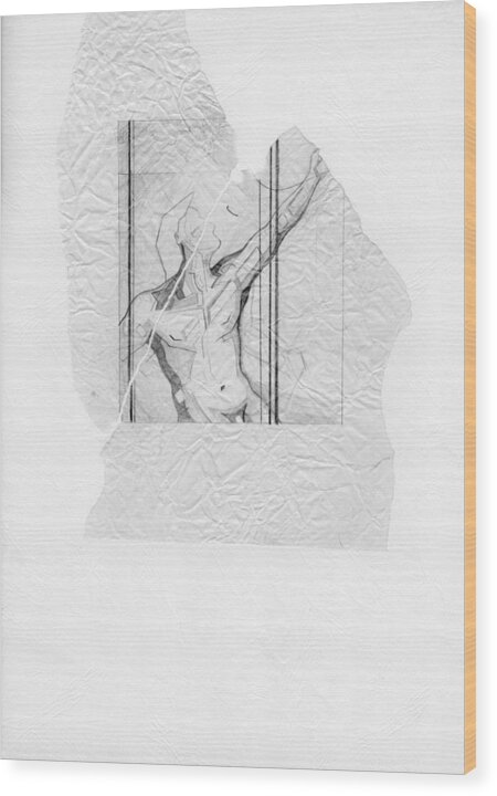 Nude Wood Print featuring the painting 87 - 4 by David Hargreaves