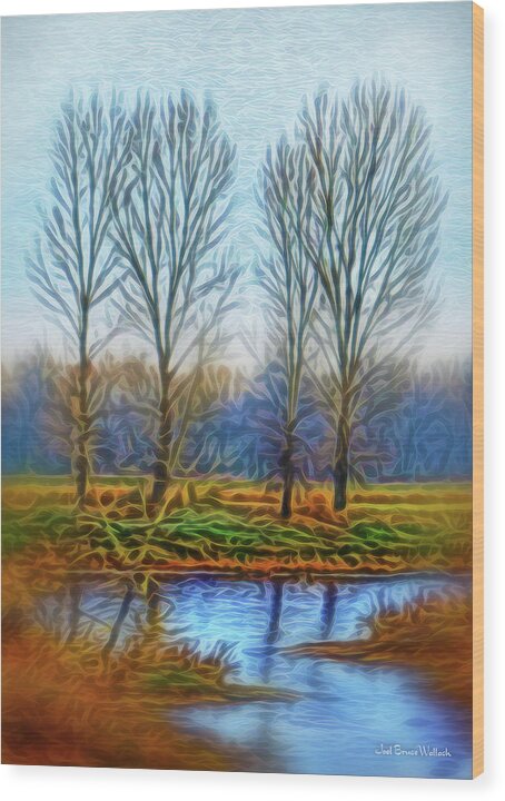 Joelbrucewallach Wood Print featuring the digital art Tranquil Misty Morning by Joel Bruce Wallach