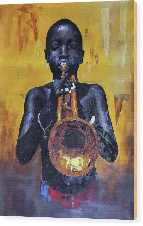 Jaz Wood Print featuring the painting Here I Am by Ronnie Moyo
